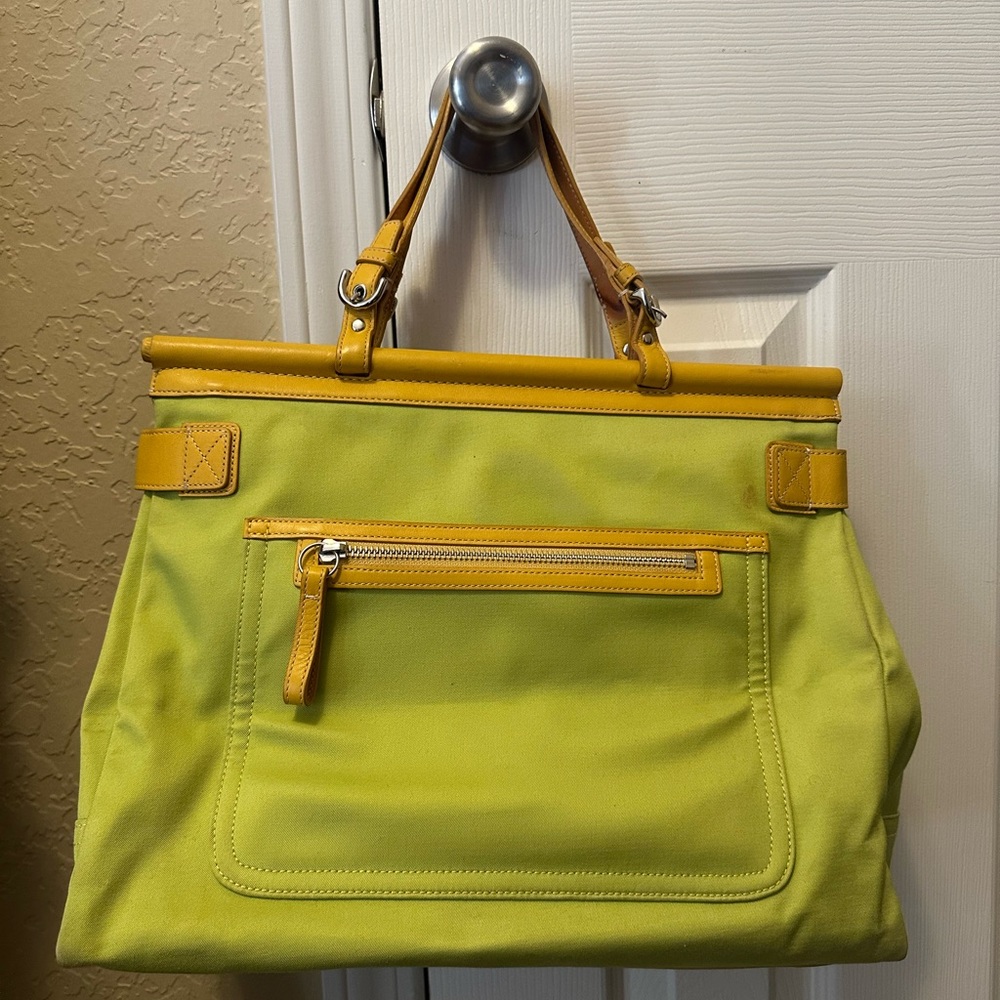 Coach Vintage Tote Bag, Yellow and Lime Green - Picture 4 of 15